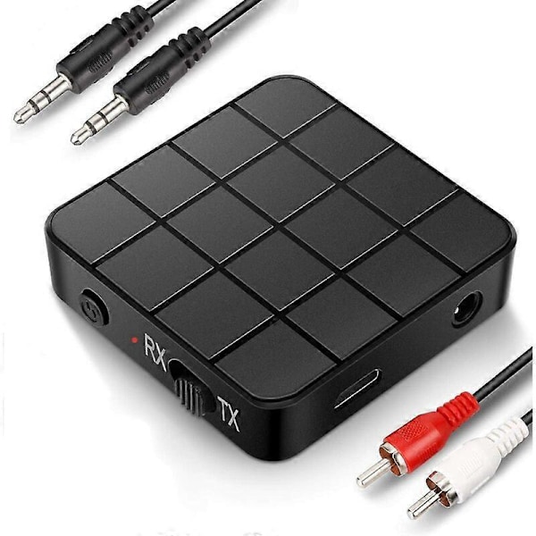 Bluetooth Adapter, Bluetooth 5.0 Transceiver, 2 i 1 Mini Bærbar RCA og 3.5mm Bluetooth Adapter Kompatibel med Lav Latens HD Lyd til PC, TV, Sm