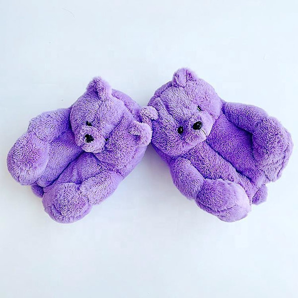 Mysiga Lila Inneskor för Kvinnor - Teddybjörn-Inspirerade Hemtofflor