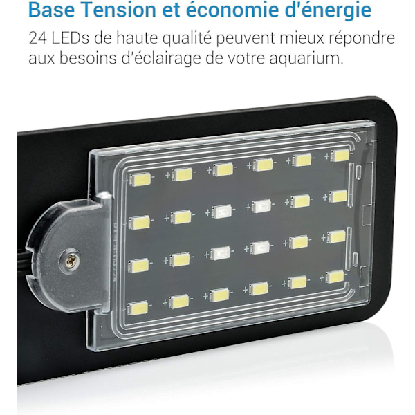 Mini LED Klipslampe til Akvarier 10W 24 Hvide LED'er Ideel til 30-40cm Tanke Kompakt Design