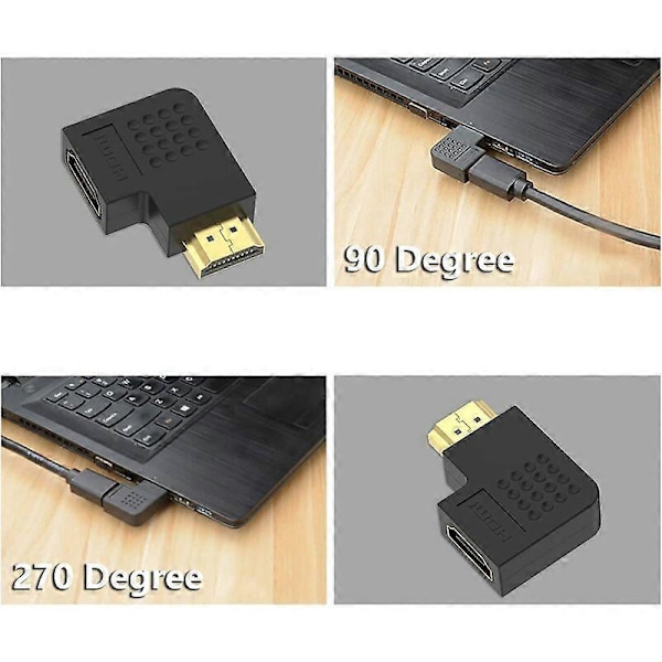 Paket HDMI Vinklad HDMI-koppling 90 och 270 Grader Hane till Hona Vertikal Platt Adapter
