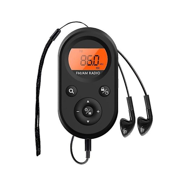 Mini FM/AM Radio Bærbar Lomme 76-108MHz Genopladelig Radiomodtager Med LCD Display Baggrundsbelysning L-DT