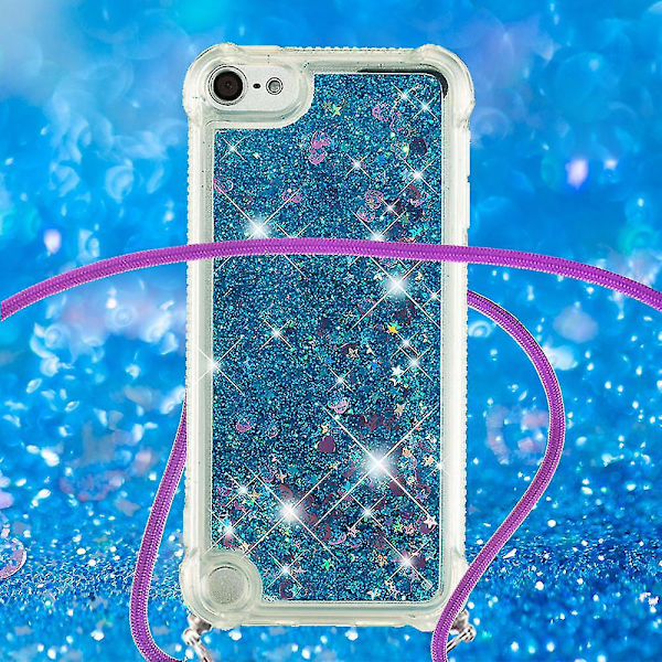 Pitkä kaulanauha Glitter Liquid Quicksand TPU -kotelo yhteensopiva Ipod Touch (2019) / Ipod Touch 6/5-D kanssa