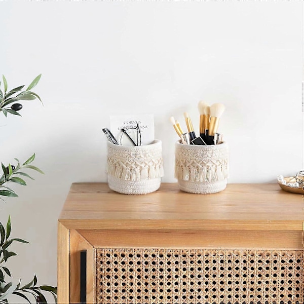 Makrame Makeup Børste Etui, Boho Opbevarings Etui Sæt med 2_SZXM
