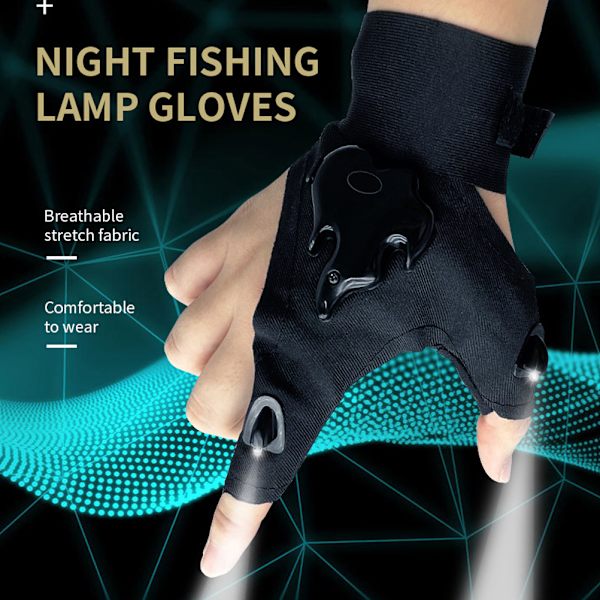 LED-ficklampa handskar uppladdningsbara unika LED-ljus handskar presenter till män kvinnor utomhus nattlöpning fiske camping vandring