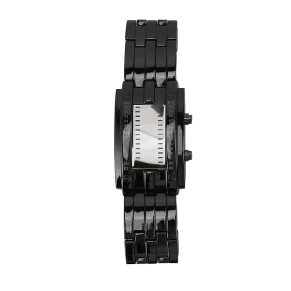 Dual Line Binært Ur Digitalt Blåt LED Legering Binært Mode Armbåndsur til Studerende Par Sort