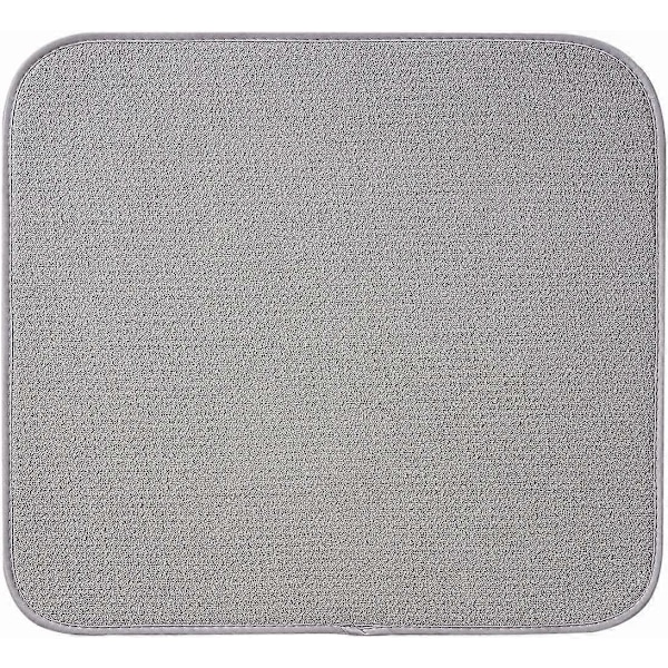 2-pack Mikrofiber Torkmatta för Diskställ, Absorberande Torkmatta för Glas, Tallrik och Kopp 40cm x 46cm, Grått Ställ