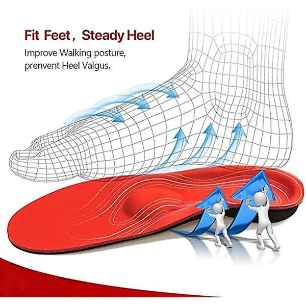 Høj bue indlægssål - Tyk fodstøtte til plantar fasciitis, flade fødder og fodvalgus (Unisex)