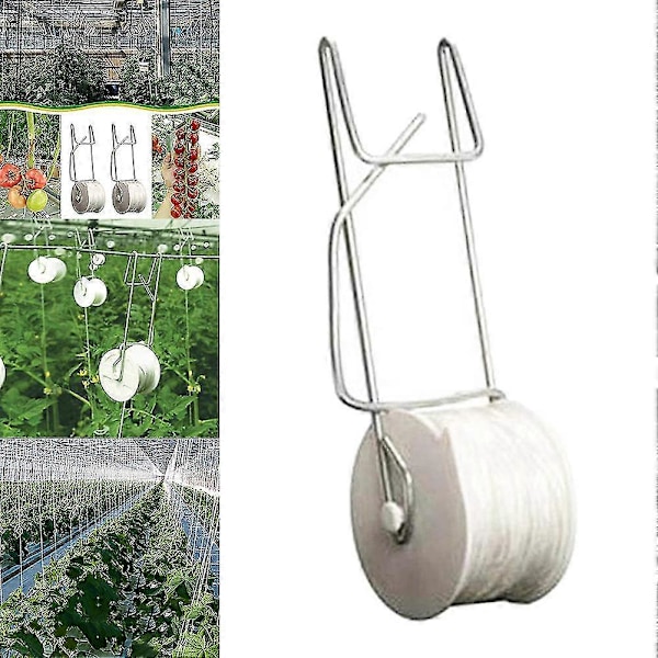 6 stk. Tomatstøttekroge Espalier Rullekroge med 15M Snor til Tomatplante Drivhus Havearbejde_SZXM