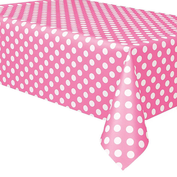 Rosa prickig PVC vaxduk bordsduk - 137 x 183 cm, rektangulär