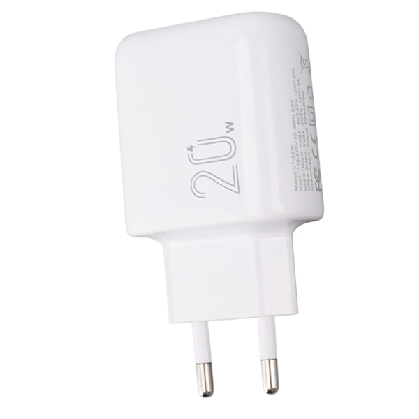 20W telefonkontakt strømforsyningadapter dobbel port PD-kontakt QC 3.0 telefonveggladerkontakt for smarttelefon EU 100-240V