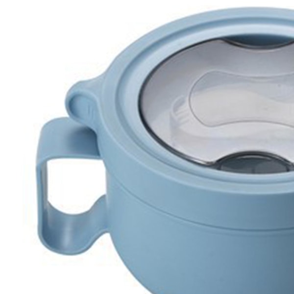 Isoleret skål lækagesikker 304 rustfrit stål indvendig termisk suppe skål med håndtag til nudel Bento 850ml blå