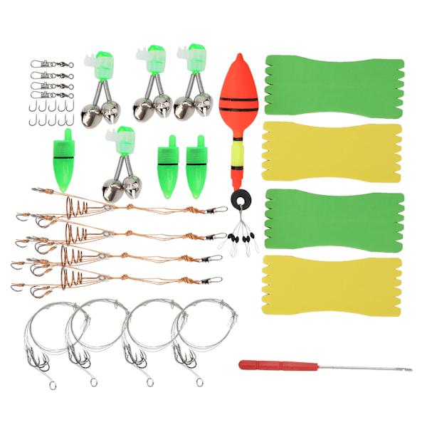 Bærbar fiskeutstyrsett Line Board Lure Bait Hook Detacher Small Bell Tackle Kit Fisketilbehør