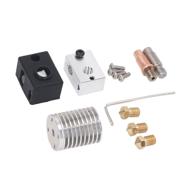 3D-printer Hotend-kit 0,4 mm messingdyse aluminiumvarmeblok bimetallisk hals Hot End-dele til V6