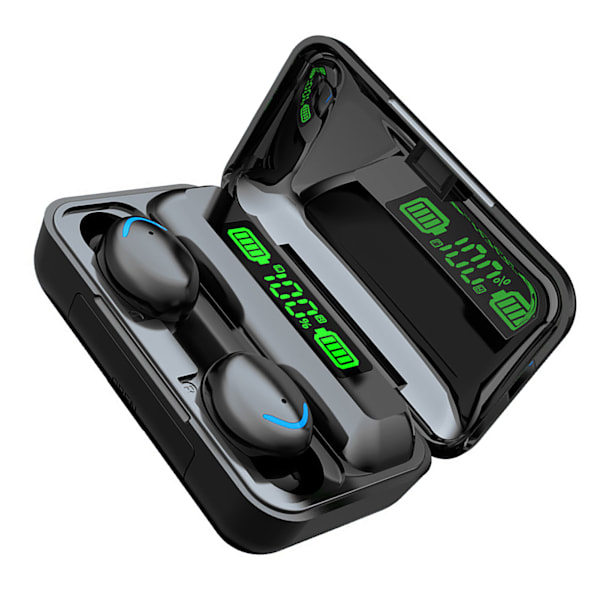 Bluetooth-hörlurar Multifunktion HiFi Stereo Touch Control Trådlösa hörlurar med LED Digital Display Svart