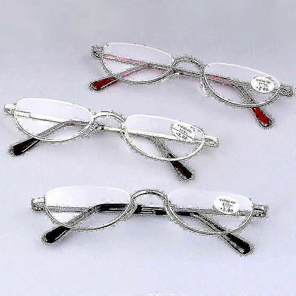 Læsebriller Metal Fjederhængsler Halvmåne Semi Rimless Læsere 1.0~ 4.0 4.00 styrke Guld