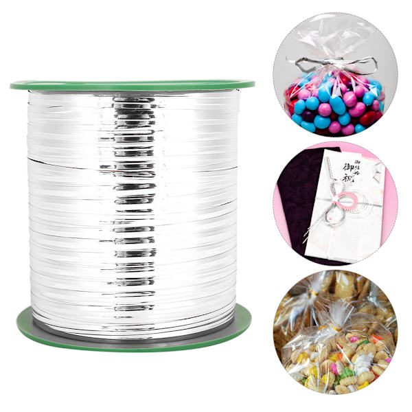400 Yards Twist Slipsar Godispåse Bakning Förpackning Presentkartong Blomma Twist SlipsarSilver