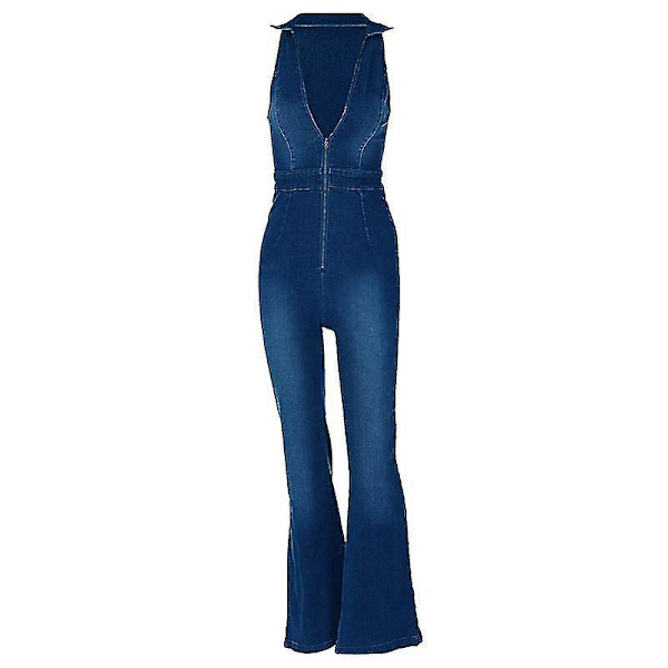 2023 Ny Dame Ærmeløs Denim Jumpsuit - Sommer Mode Turisme Fritid L