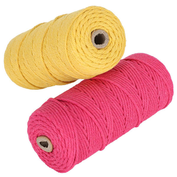 Naturlig bomullsrep Macrame-sladd enkelsträng stickgarn hantverk DIY 3mm 100meter