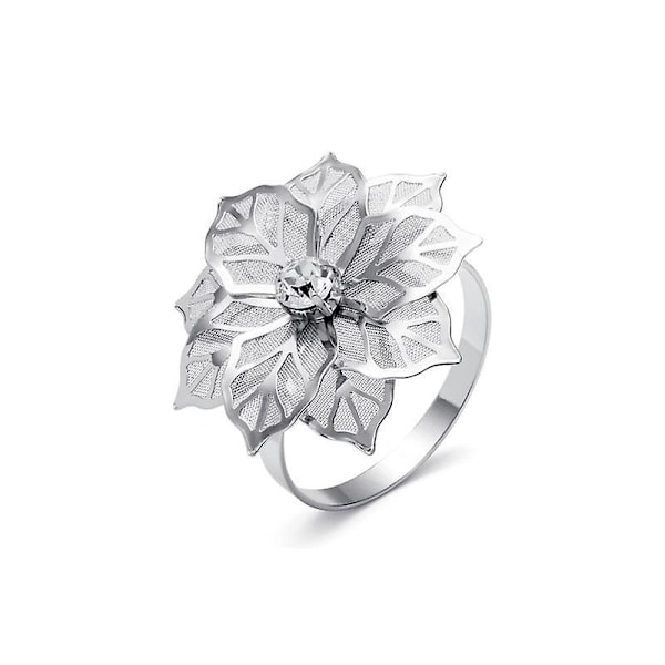 12 stk. Blomster Rhinestone Servietringe Sæt Legering Hul Design Elegant Serviet Holdere til Hjem Decor