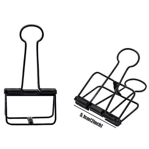 Ekstra Store Binder Clips 2 Tommer, Klemmer Sorte til Kontor Skoleartikler (15 stk)