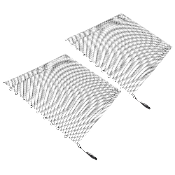 Pejs Mesh Skærm Gardin 2 Brede Paneler Hængende Udskiftningsskærme til Hjem Brændeovn Pejs Sort 24x20in