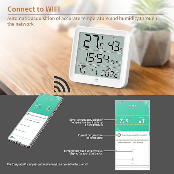 Metall Väggklocka Med Termometer Plus Hygrometer Mätare Djurhus Digital Termometer Reptil Wifi Termometer Hygrometer WIFI