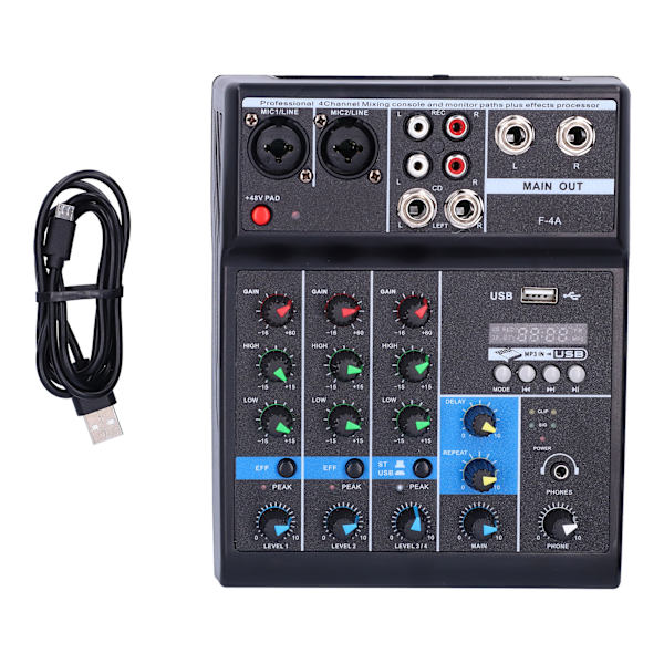 F4A 4-kanavainen live-mikseri matalakohinainen ammattimainen stereo- USB -äänimikseri kotikaraokelavalle KTV