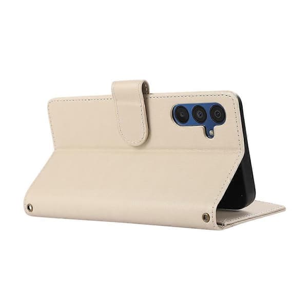Compatible Case for Samsung Galaxy A56 5G, Multi-Slot, Zipper, Leather Case with Wrist Strap Beige