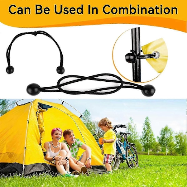 20 Stycken Bungee Spännare, 150mm Flexibel Bungee Bungee, Boll Bungee Spännare, Hållbara Bungee Snören, för Banners, Presenningar, Camping, Tält(Svart)_