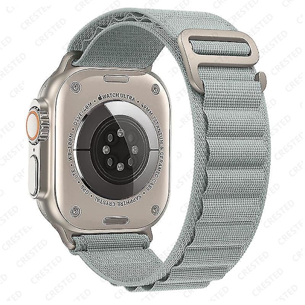 Alpine Loop Nylon Armbånd - Kompatibel med Apple Watch Series 8, SE, 7, 6, 3, 5 38mm 40mm 41mm lysegrå1