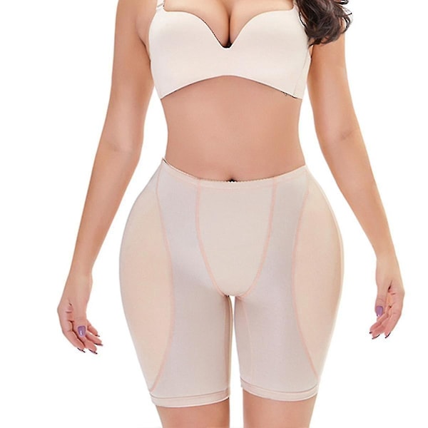 Kvinners hofteforsterkende shapewear - Falsk rumpe polstret undertøy for hoftedipkorreksjon og rumpe løfting L Apricot