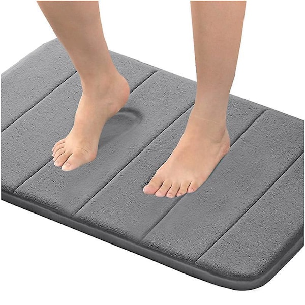 Skridsikker Bademåtte Blød Vaskbar Blød Badeværelsesmåtte Absorberende Bademåtte Komfortabel Bademåtte Grå 10x120cm