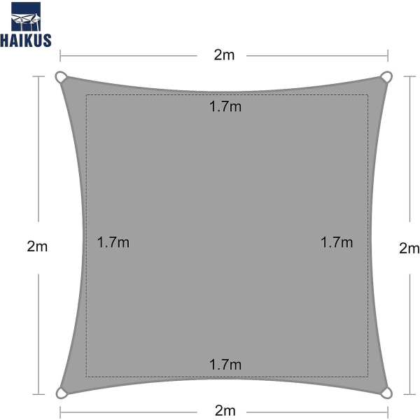 2x2m fyrkantigt ventilerande HDPE-skuggsegel, 185gsm skärmduk, 98 % UV-skydd för uteplats Trädgårdsterrass Utomhuscamping