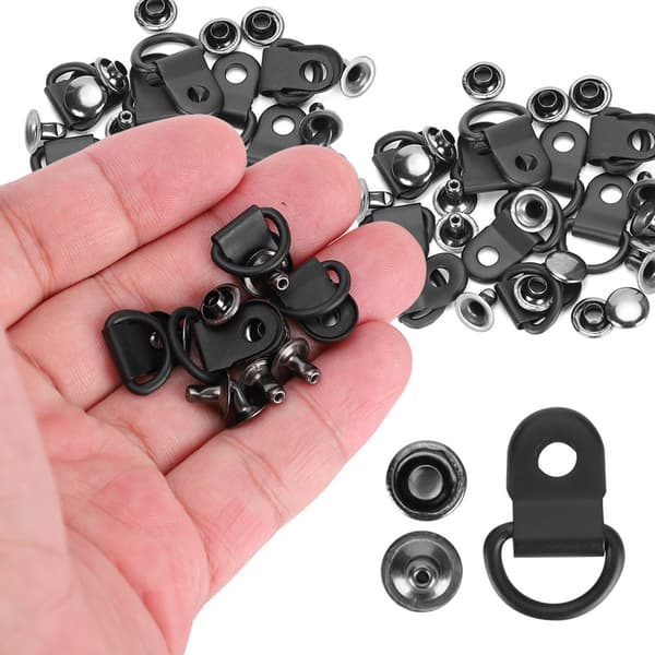 100 sæt snørebåndskrog D-ring øjespænde messing sko læder DIY nitteværktøj mat sort 9x14mm