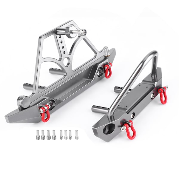 CNC-metalli RC-auton etu- ja takapuskuri vararenkaan pidikkeellä, sopii Axial SCX10 II:lle