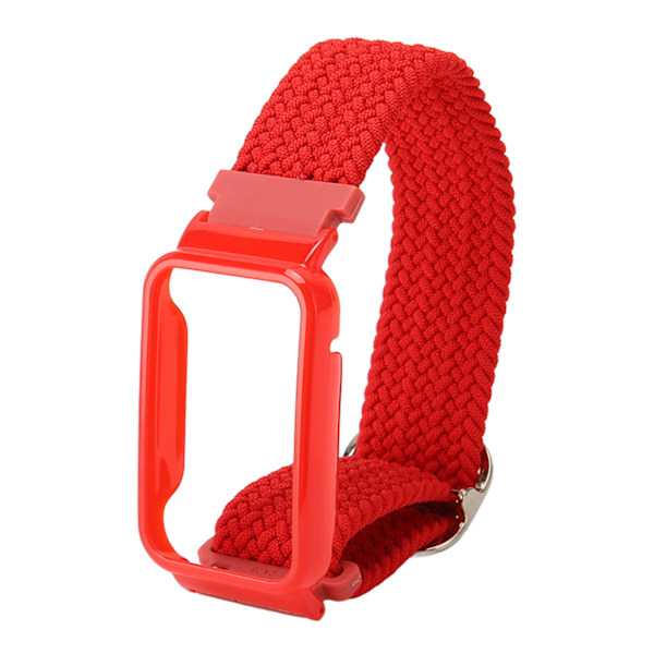 Flätat Loop-armband för Mi Band 7 Pro Justerbart Elastiskt Nylon Loop-armband med Skyddsram Rött Armbandsfodral