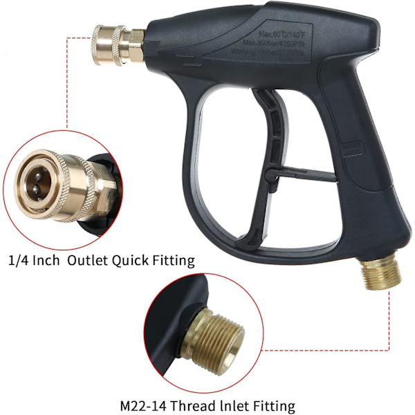 3000 PSI Høytrykksvaskpistol med hurtigkobling - Kompatibel med M22-14