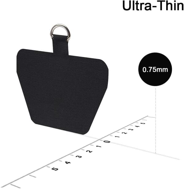 2 itseliimautuvaa paikkaa, matkapuhelimen kaulanauha, musta