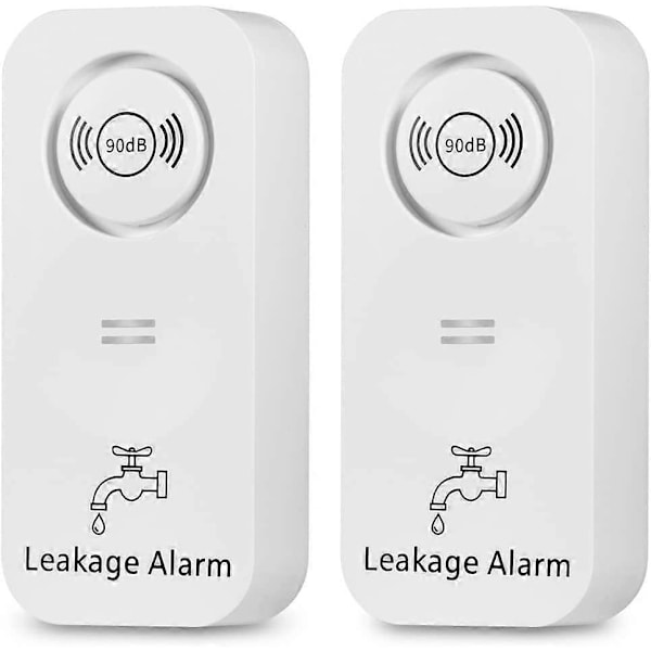 Vanddetektor Lækage- og Drypalarm 90dB Sirene Trådløs Vandsensor Vanddetektor til Badeværelse, Vaskerum, Køkken (Pakke med 2)