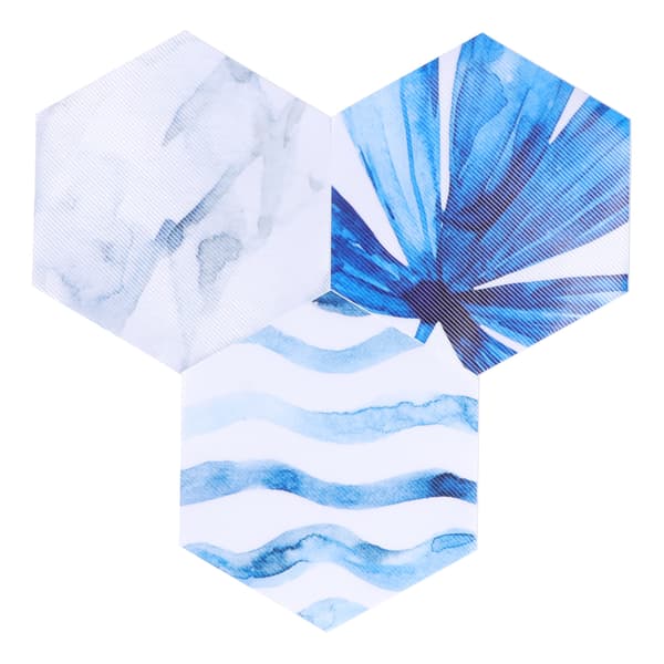 3D-simulerings Hexagonal Kakeldekal PVC Självhäftande Halkfri Golvdekal för Hemmet