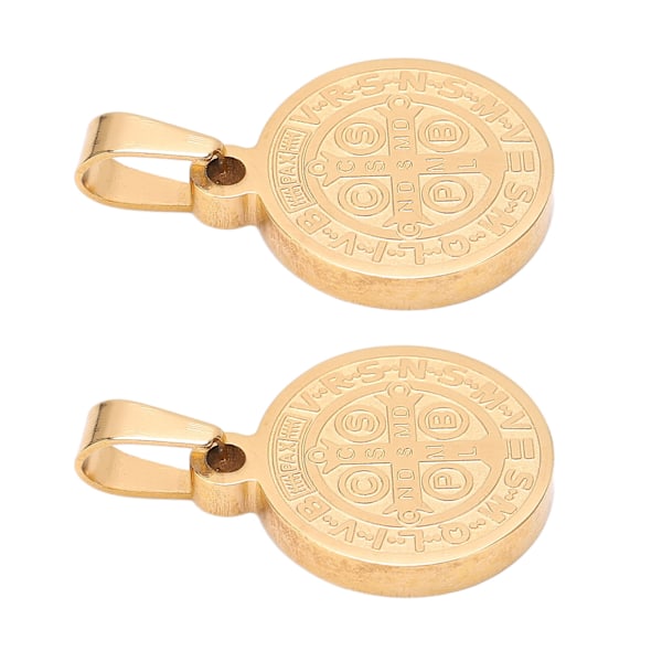 2 stk. St. Benedikt-medaljer i rustfritt stål, allergivennlig, dekorativ St. Benedikt-medaljong for beskyttelse