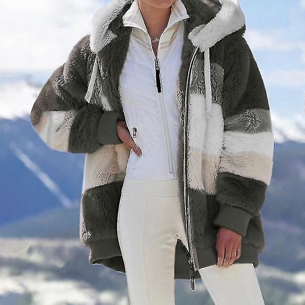 Hettejakke for menn, Hip Hop, Glidelås, Avslappet, Løstsittende, Fløyelsmyk, Flerfarget, Høst og Vinter, Army Grønn, 5XL