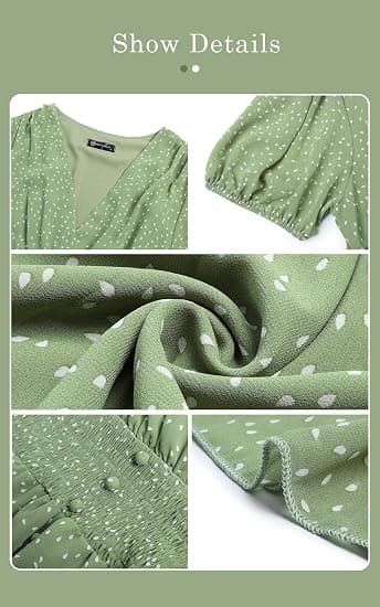 Dame V-hals blomstret print lang kjole