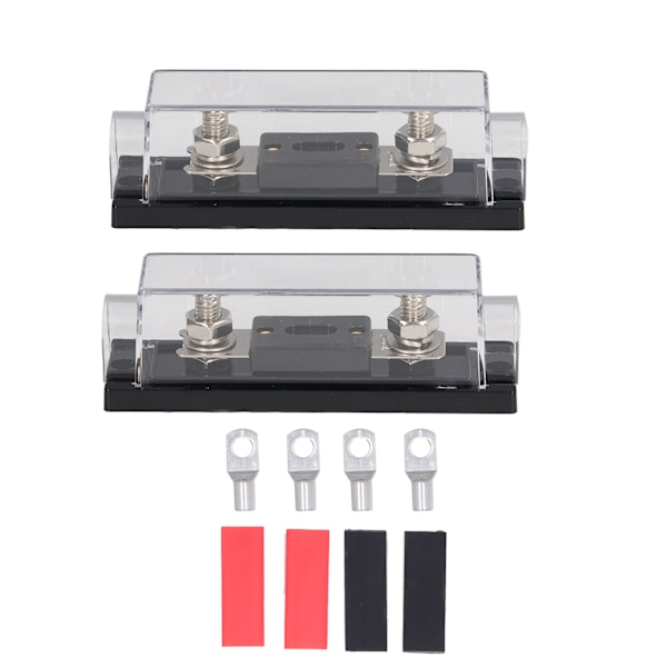 2PCS 200A 48V Säkringshållare med 4PCS Terminaler 4 PCS Krympslangar för Bil Ljud Lastbil RV Båt