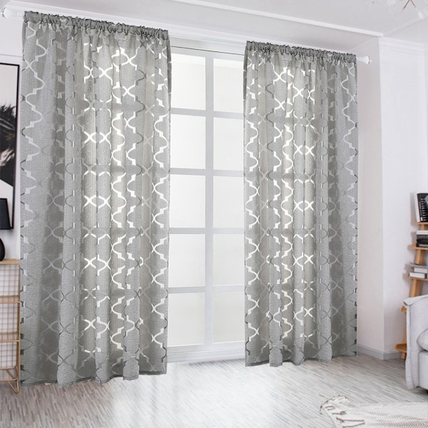 Hållbart fönstergardin i polyester som skyddar mot solljus och ger mörkläggning i sovrum och vardagsrum (grå)