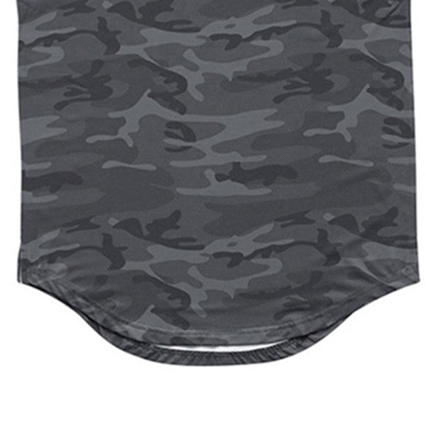 Sports T-shirt til mænd, hudvenlig, hurtigtørrende, åndbar, behagelig, rund hals, til løb, yoga, sort camouflage, M