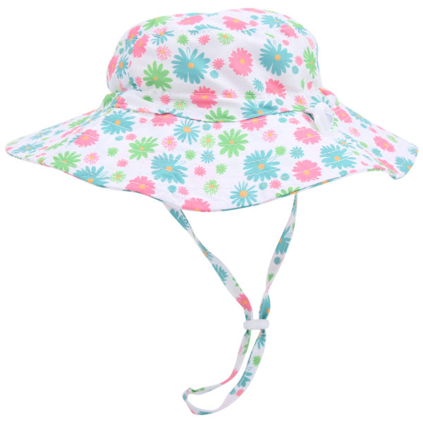 Justerbar strandhatt solhatt unisex baby pojke flicka utomhus barn solhatt blå blomma M