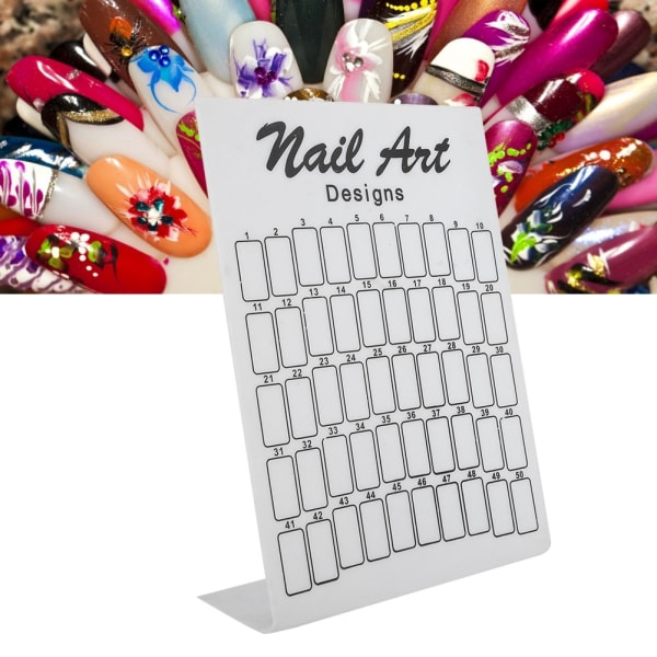 Nail Art False Tips Display Board - 50 Stk White Nailtips Palette til Gel Polish farvekort