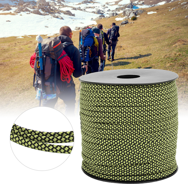 50M 4MM paksu 7-ytiminen Paracord-pelastusköysi teltan sitomiseen retkeilyköysi ulkokäyttöön rannekkeen punontaan vihreä musta