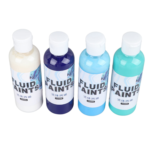 Høj Flow Akrylmaling Sæt Fade Resistent Safe Miljøvenlig 4 Farve Akryl Hældning Maling 100ml
